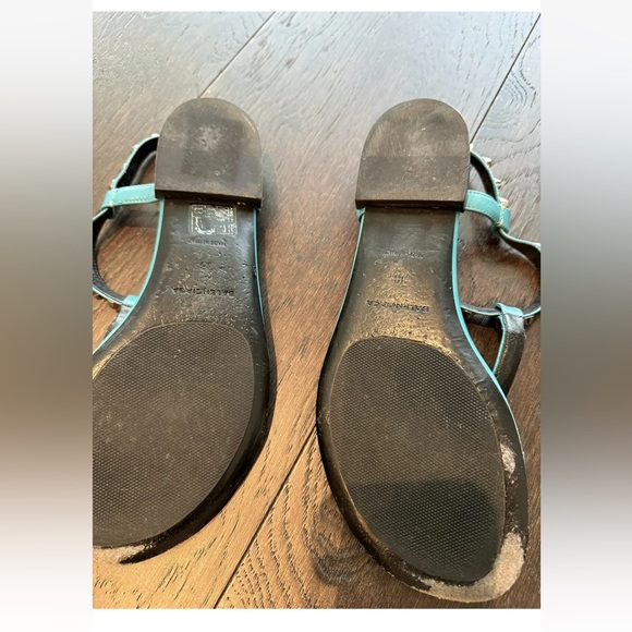 BALENCIAGA STUDDED THONG SANDALS BLUE LEATHER SZ 38 - Picture 3 of 3